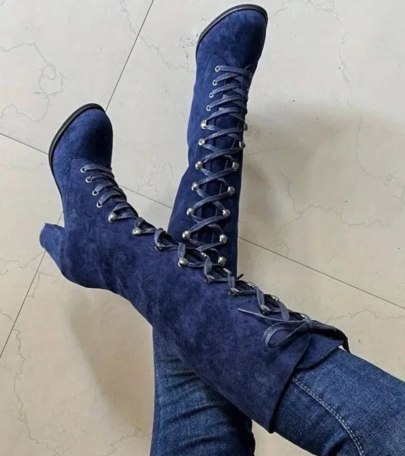 Asmita – Schnürstiefel Aus Wildleder Mit Hohem Absatz