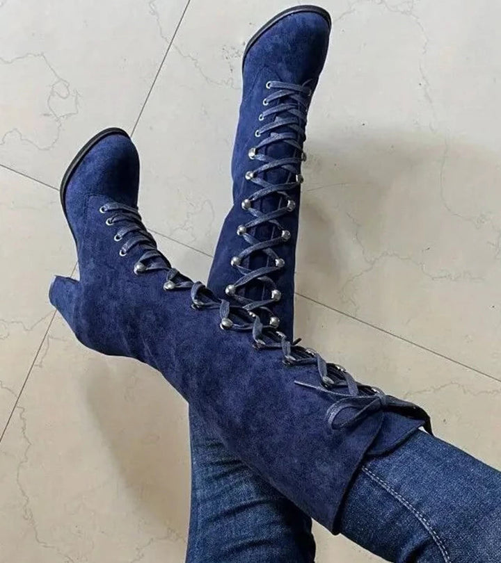 Asmita – Schnürstiefel Aus Wildleder Mit Hohem Absatz