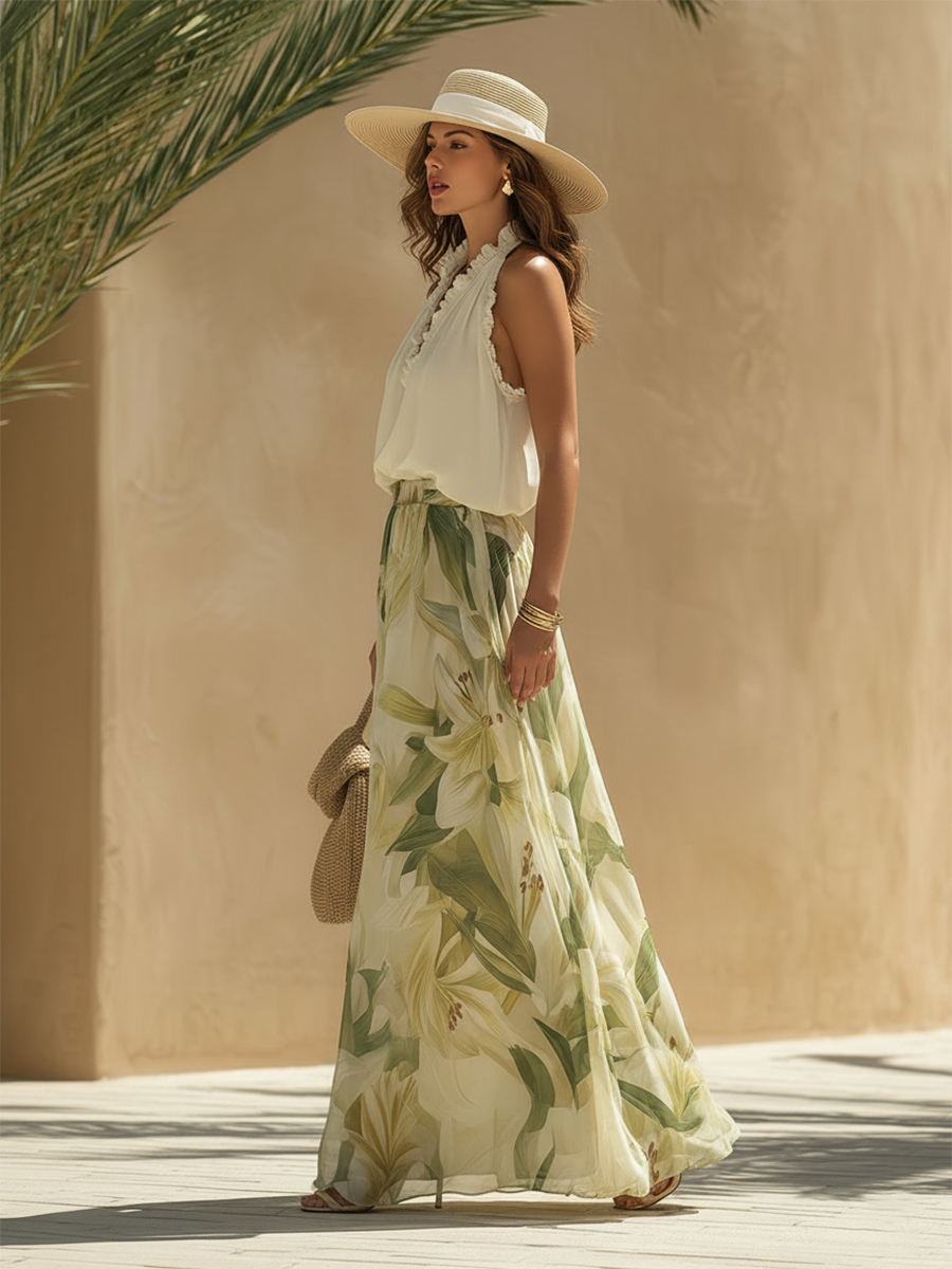 Mireella – Zweiteiliges Set Mit Lilien Muster