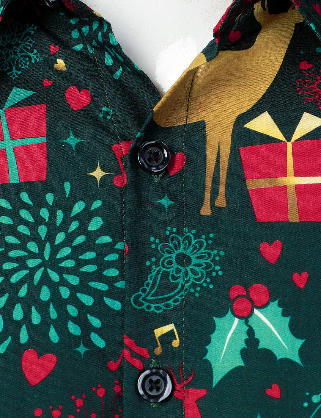 Victor – Herren-Weihnachtshemd mit Rentiermotiv aus Baumwolle mit langen Ärmeln