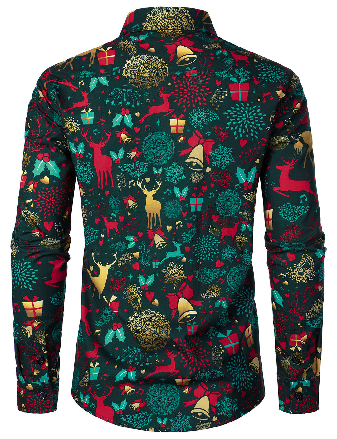 Victor – Herren-Weihnachtshemd mit Rentiermotiv aus Baumwolle mit langen Ärmeln