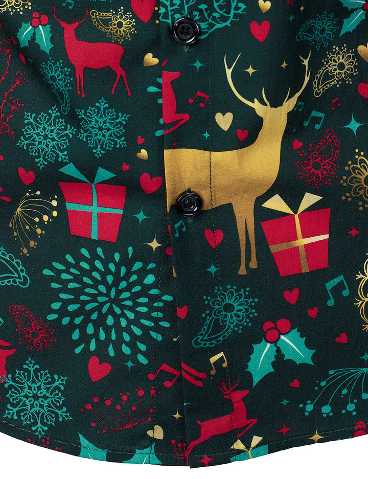Victor – Herren-Weihnachtshemd mit Rentiermotiv aus Baumwolle mit langen Ärmeln
