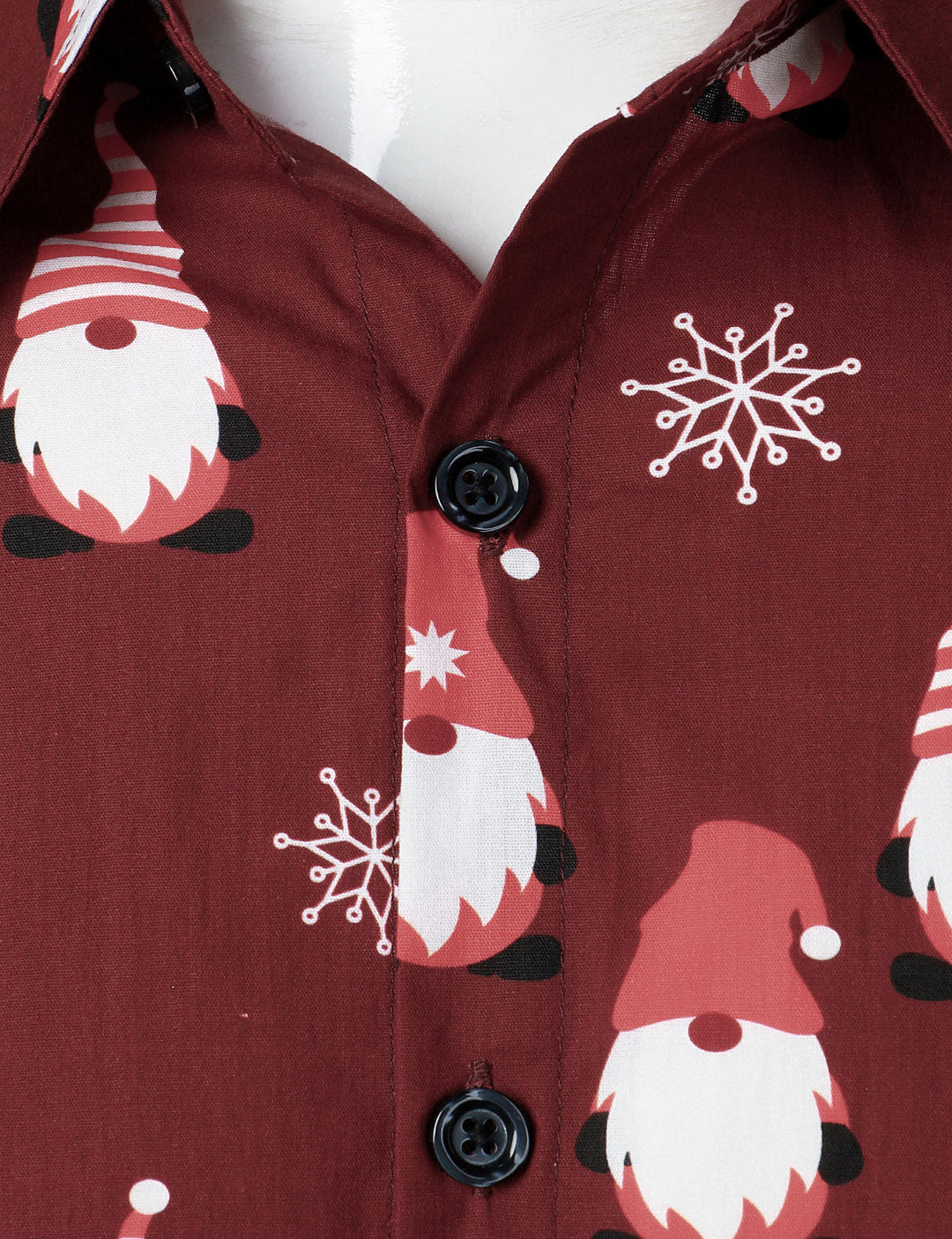 Isaac – Weihnachtshemd in Rot mit niedlichem Elfenmotiv, aus Baumwolle, mit Langen Ärmeln