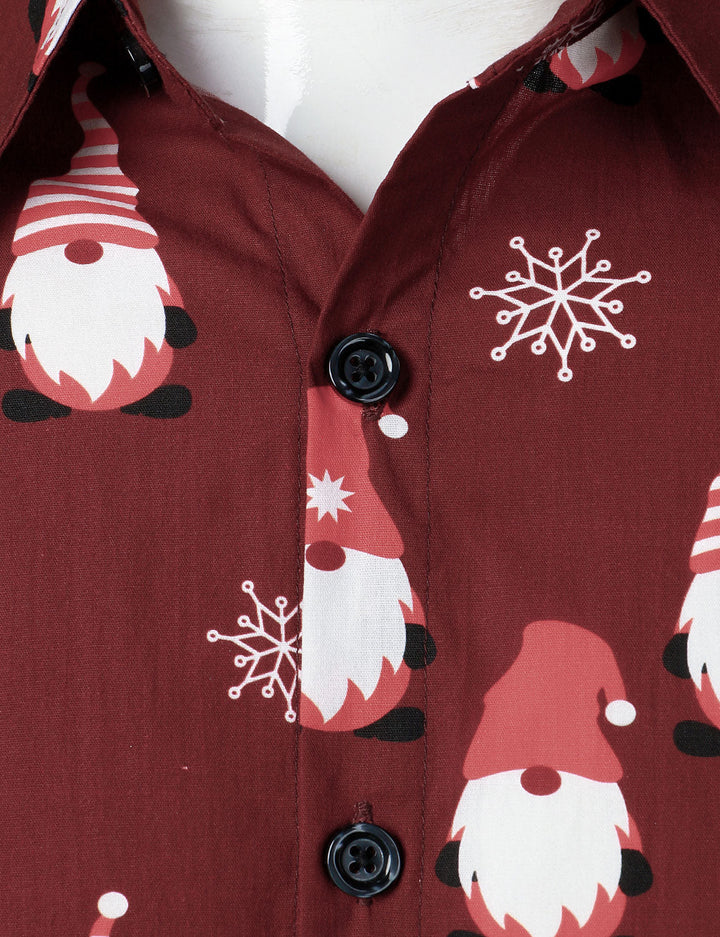 Isaac – Weihnachtshemd in Rot mit niedlichem Elfenmotiv, aus Baumwolle, mit Langen Ärmeln