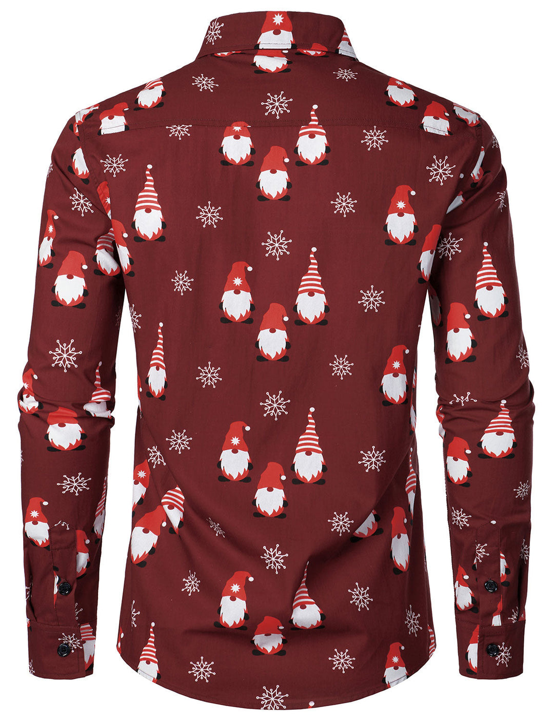 Isaac – Weihnachtshemd in Rot mit niedlichem Elfenmotiv, aus Baumwolle, mit Langen Ärmeln