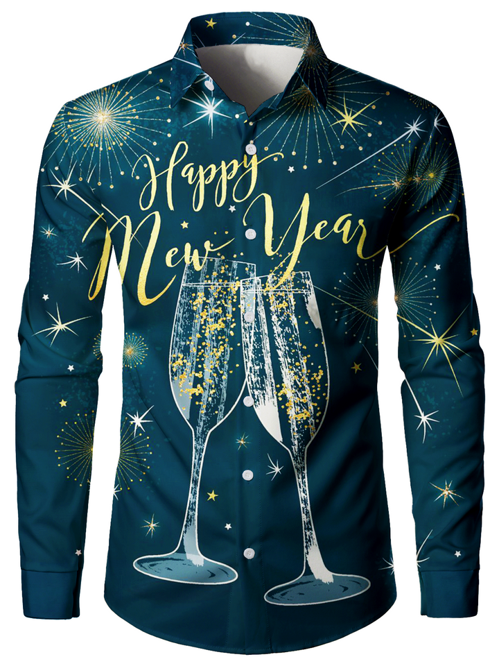 Jasonen – Herren Weihnachtscocktails Silvester Langarmhemd