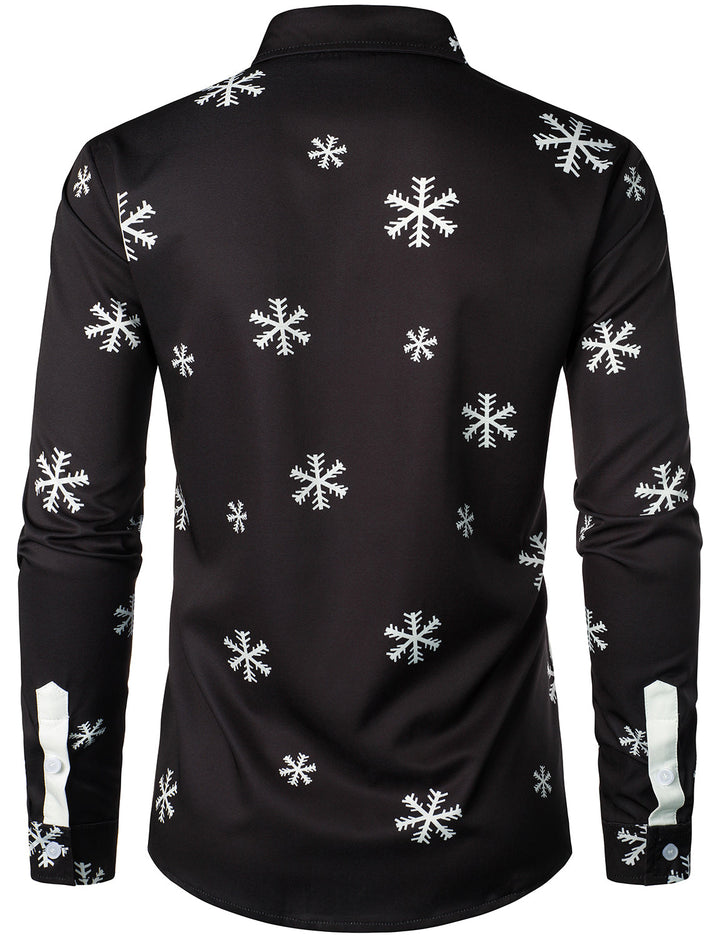Mathan – Herren Weihnachtsmann-Hemd mit Knöpfen, schwarz, humorvolles Langarmshirt