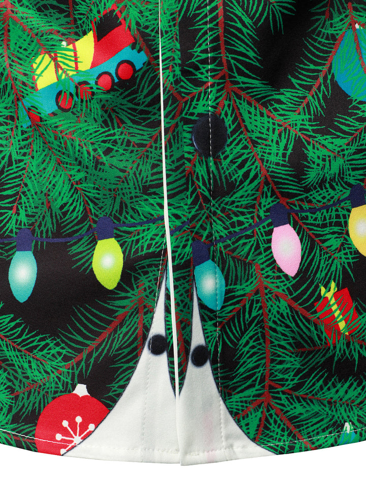 Gason – Herren-Weihnachtsbaum-Camouflage-Print, reguläre Passform, verspieltes Outfit, themenbezogenes Oberteil, Langarmhemd