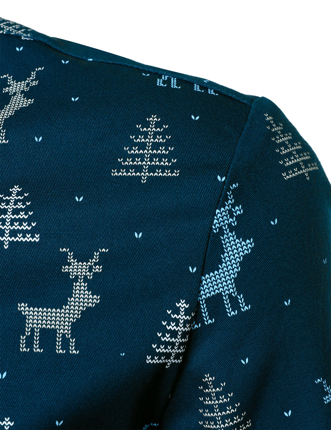 Rowan – Herren Weihnachtsbaum-Elch Print  atmungsaktives, Marineblaues Langarmhemd
