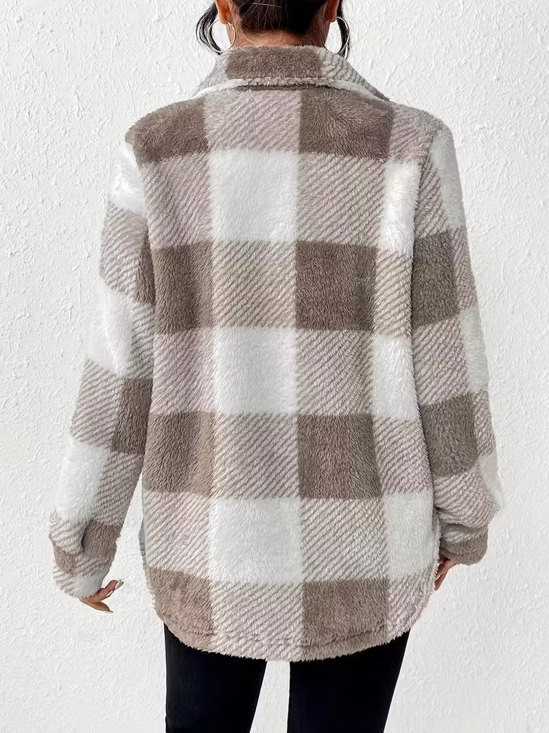 Sabria – Karierte Fleecejacke Mit Knöpfen