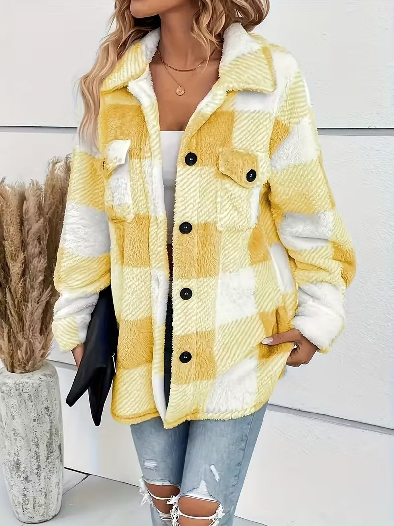 Sabria – Karierte Fleecejacke Mit Knöpfen