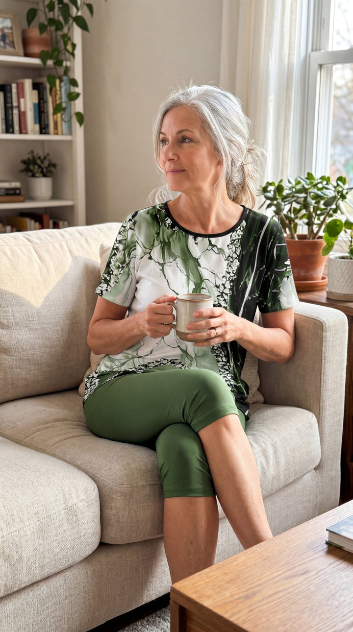 Merena – Bedrucktes Zweiteiliges Dehnen-Set