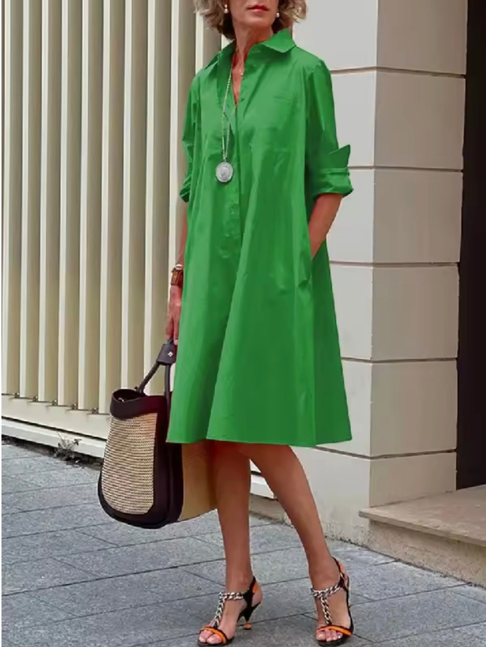 Kahleah – Elegantes Hemdkleid Mit Taschen