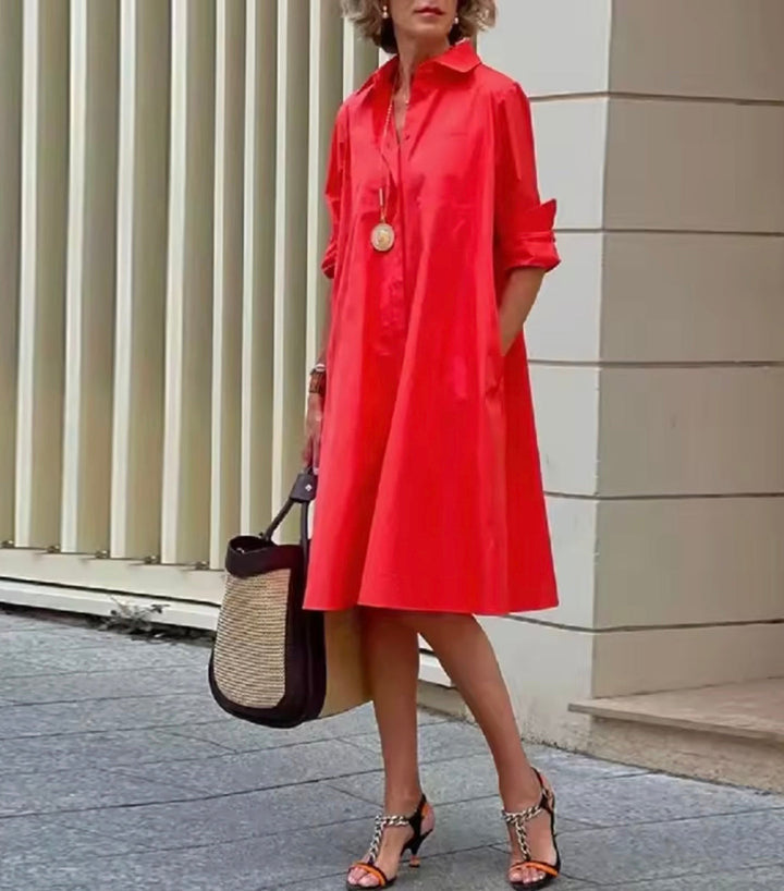 Kahleah – Elegantes Hemdkleid Mit Taschen