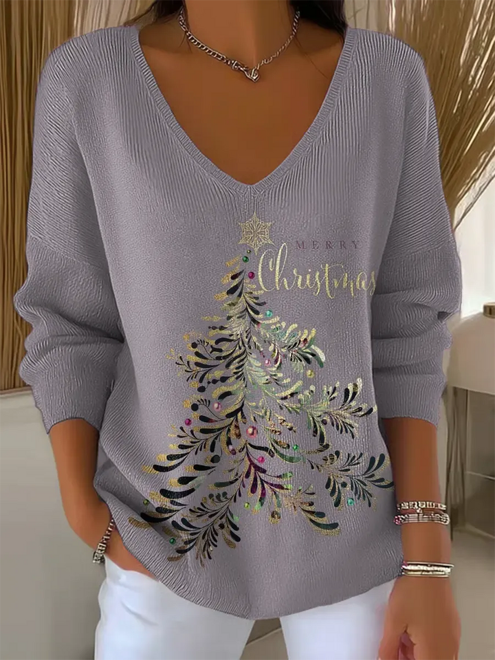 Cailee - Weihnachts-T-Hemd Mit V-Ausschnitt