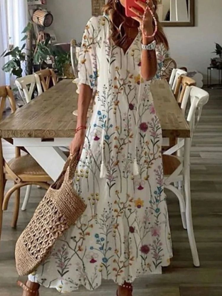 Verute - Maxikleid Aus Samt Mit Blumenmuster