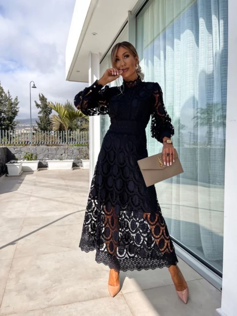 Larena – Modisches Midi-Spitzen Kleid