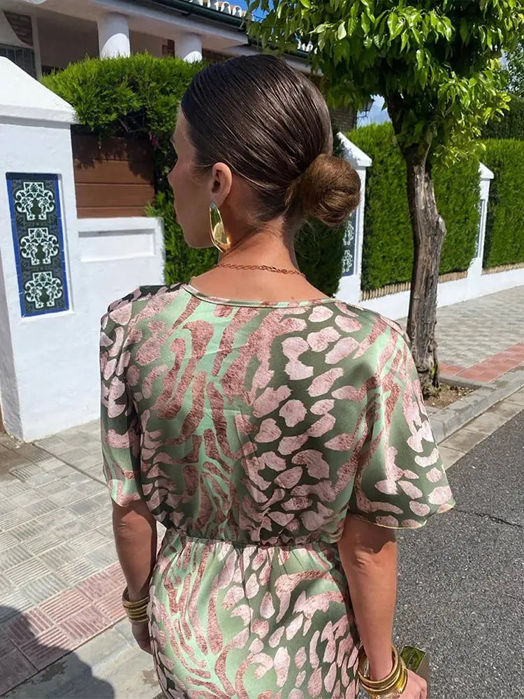 Ieva - Kurzärmeliges Maxi Kleid