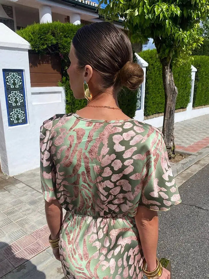 Ieva - Kurzärmeliges Maxi Kleid