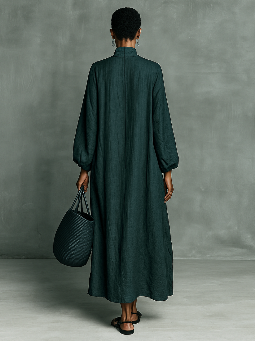 Mirra – Locker Sitzendes Maxi Kleid Mit Langen Ärmeln