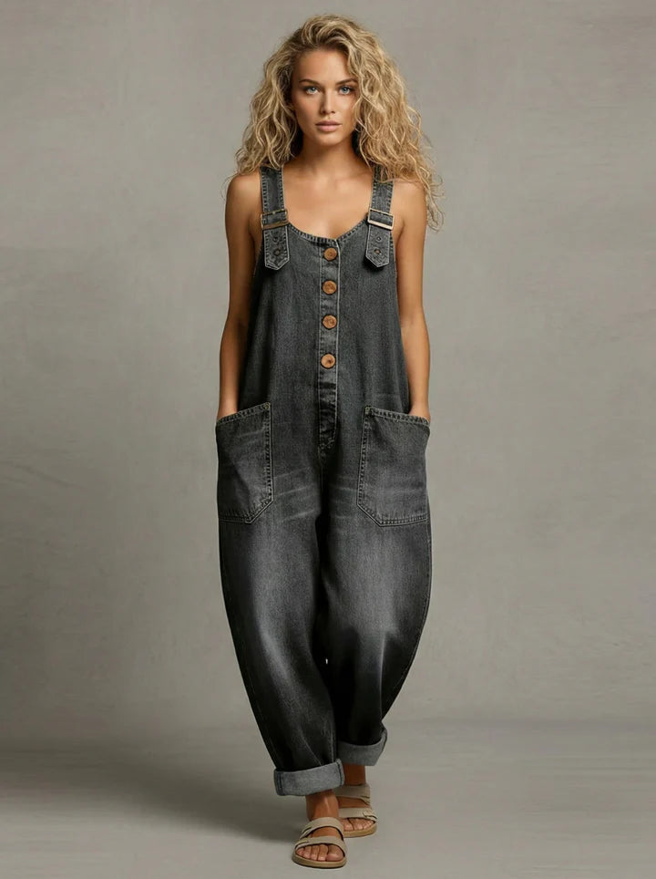 Lejla – Stilvoller Jeans Overall Mit Taschen