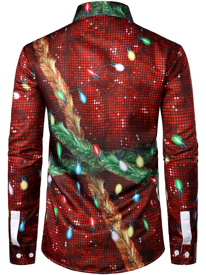 Bryce – Herren-Weihnachtsoutfit, thematisches Oberteil, festliches Hemd mit Knöpfen und langen Ärmeln