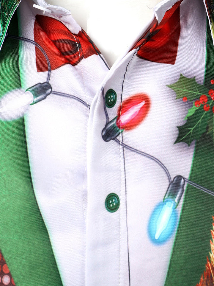 Bryce – Herren-Weihnachtsoutfit, thematisches Oberteil, festliches Hemd mit Knöpfen und langen Ärmeln