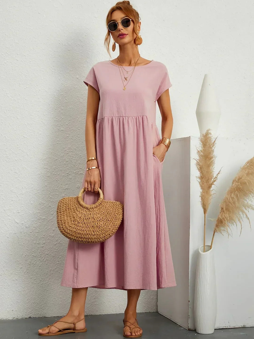 Neila – Oversized Maxikleid mit Tasche