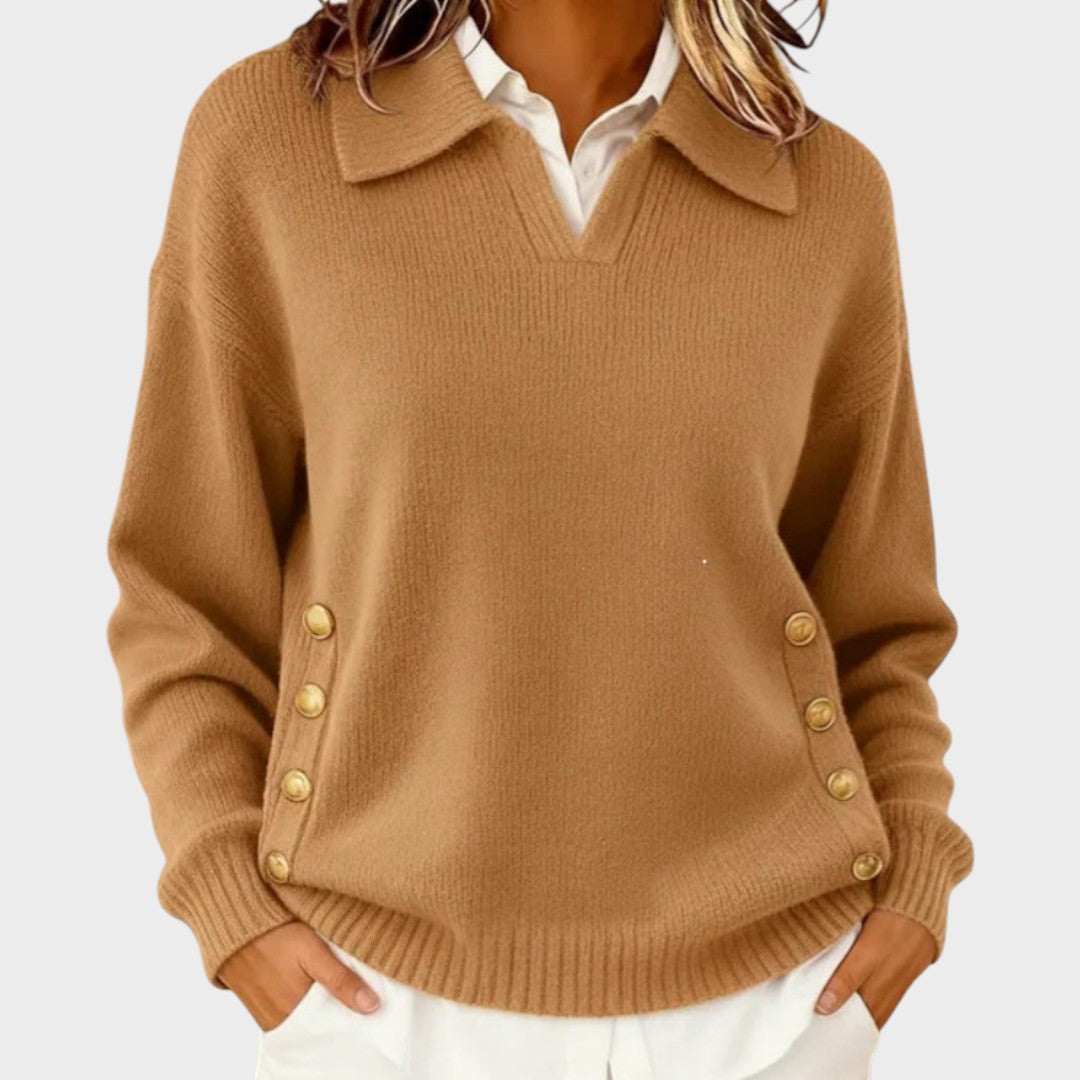 Humaira - V-Ausschnitt Pullover Mit Knopf