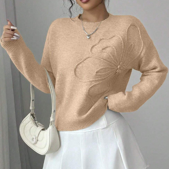 Hiyori - Langärmeliger Strick Pullover Mit Schmetterlings Drucken
