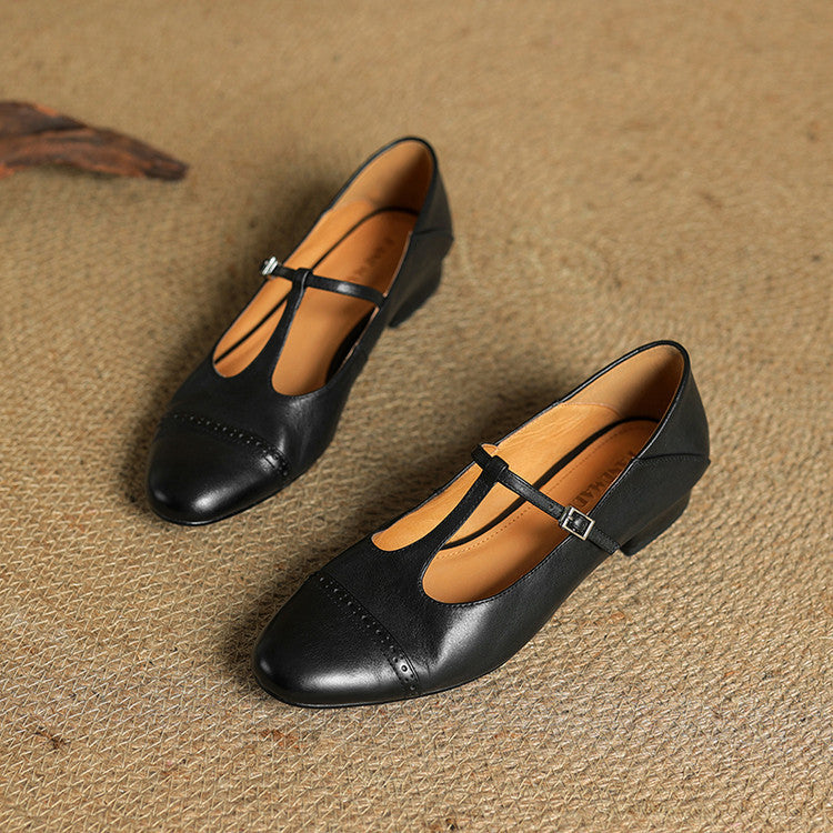 Reiten – Elegante Lederballerinas mit T-Riemchen