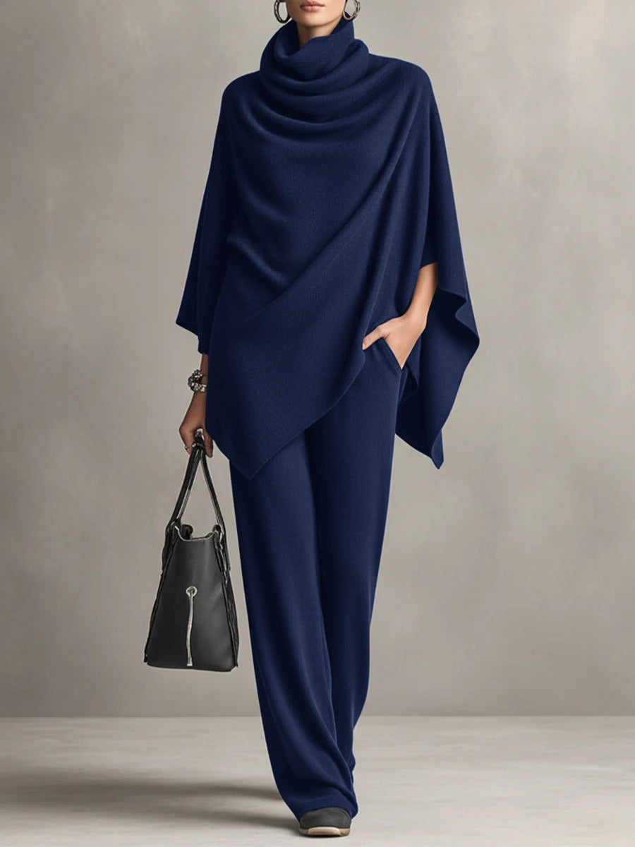 Laleh – Urban Casual Rollkragen-Poncho Und Hose Im Set