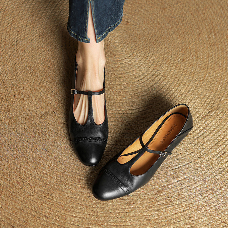 Reiten – Elegante Lederballerinas mit T-Riemchen