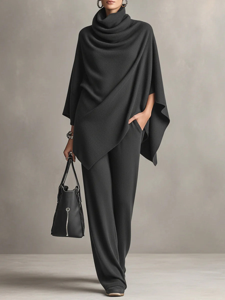 Laleh – Urban Casual Rollkragen-Poncho Und Hose Im Set
