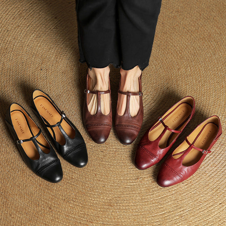 Reiten – Elegante Lederballerinas mit T-Riemchen