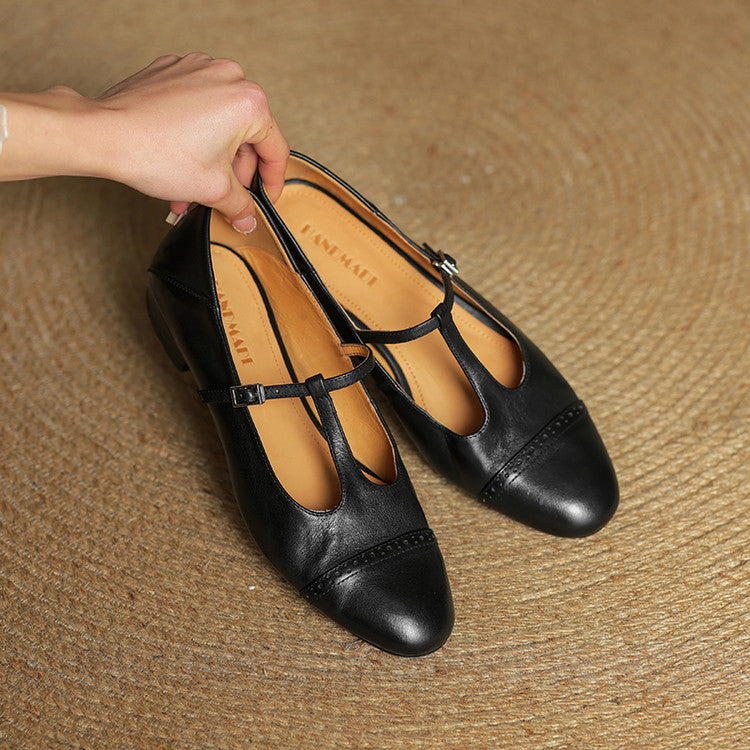 Reiten – Elegante Lederballerinas mit T-Riemchen