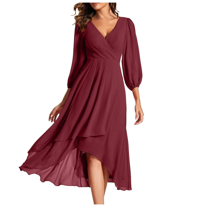 Laia – Langärmliges Kleid Mit V Ausschnitt