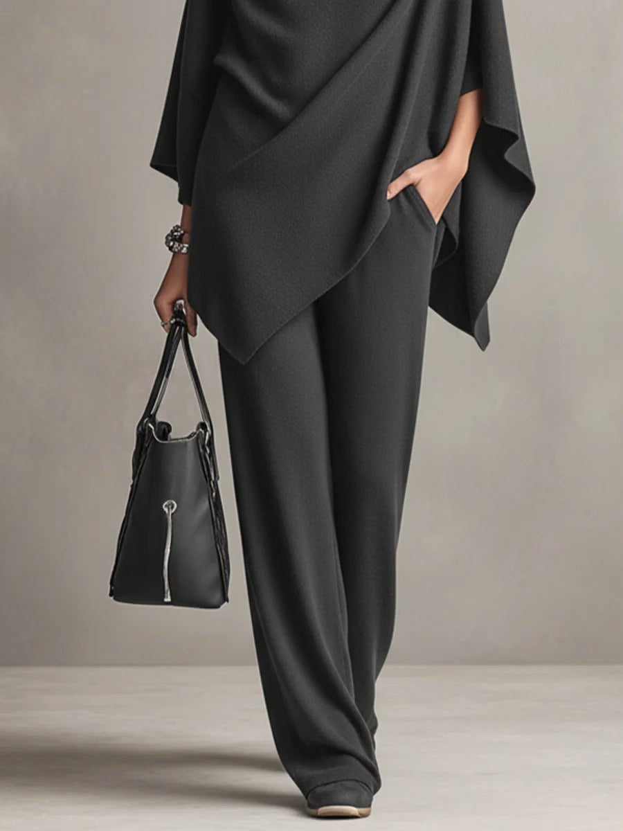 Laleh – Urban Casual Rollkragen-Poncho Und Hose Im Set