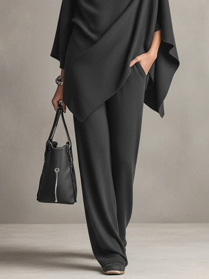Laleh – Urban Casual Rollkragen-Poncho Und Hose Im Set