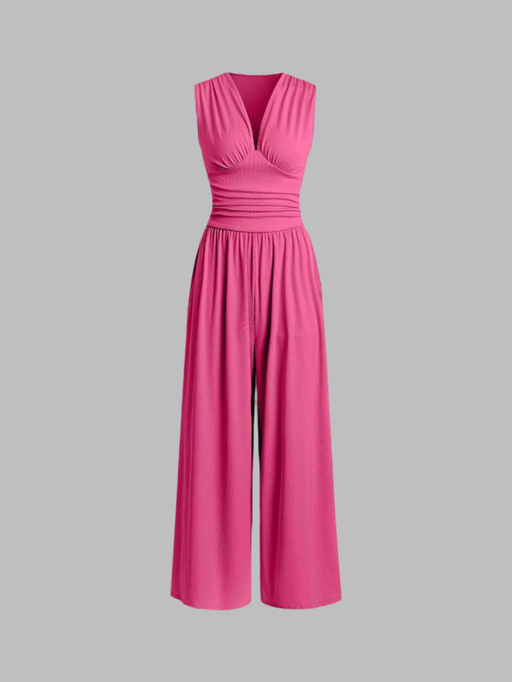 Donna - Schicker ärmelloser Jumpsuit Mit Weitem Hosenbein