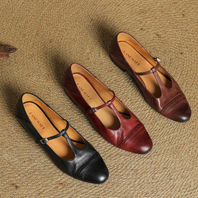 Reiten – Elegante Lederballerinas mit T-Riemchen