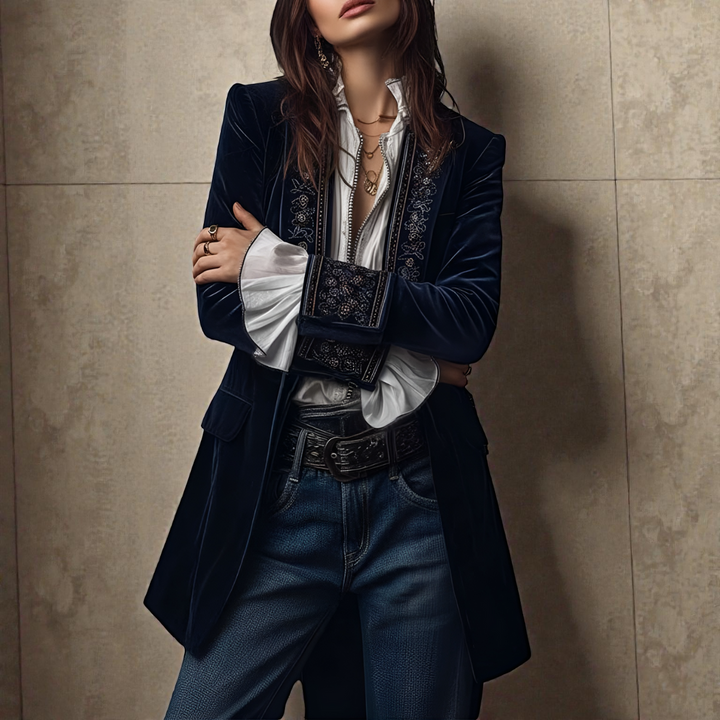 Naeva – Weiche, elegante Samtjacke mit langen Ärmeln