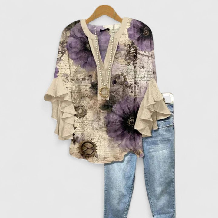 Juria – Bluse Mit Rüschenärmeln Und Blumenmuster