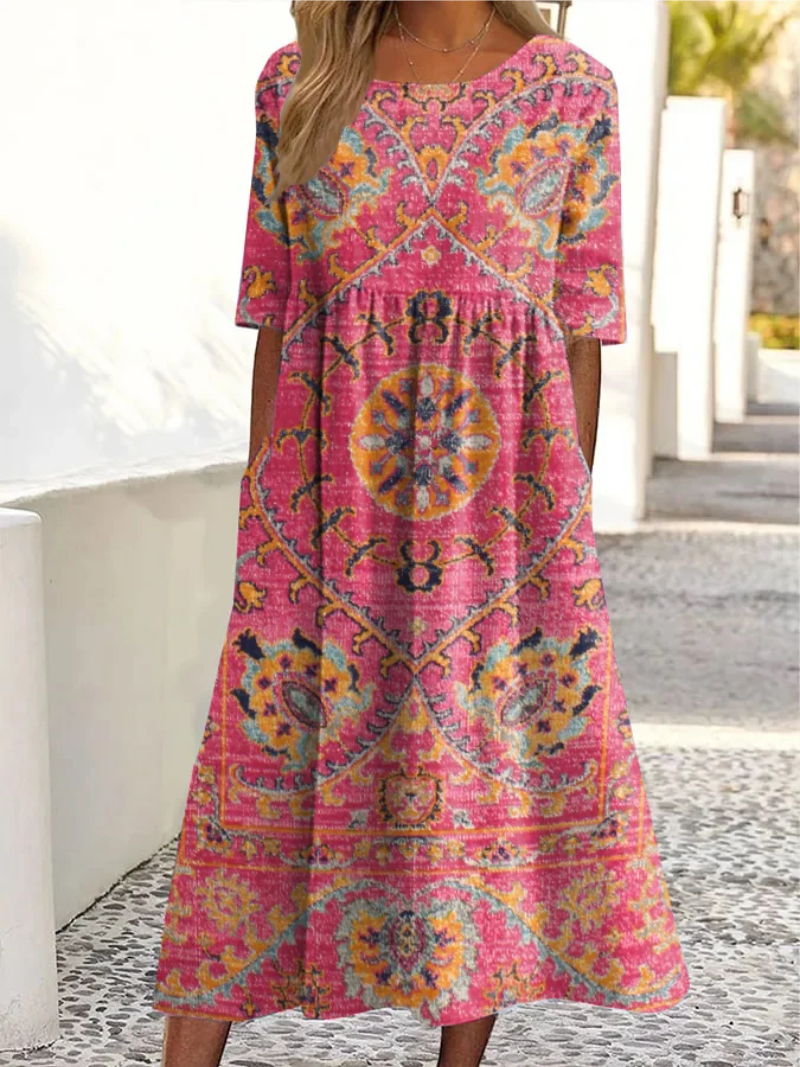 Medeina - Stilvolles Kleid Mit Drucken