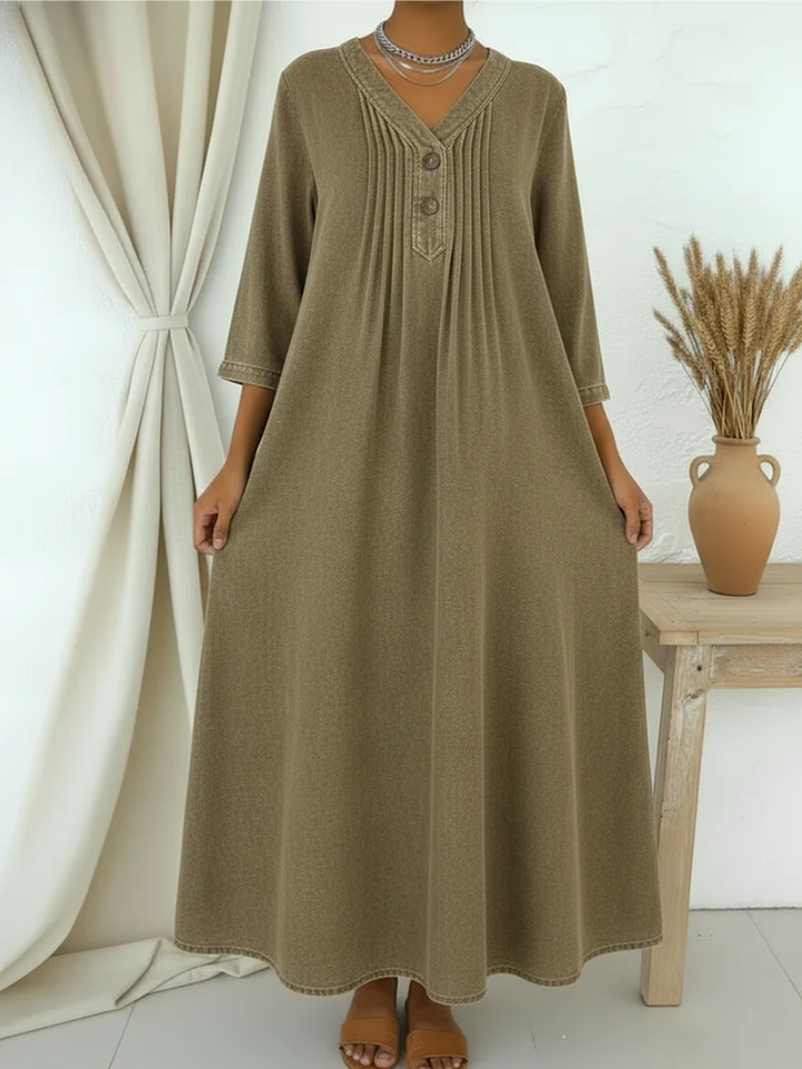 Danjela – Jeans Kleid Mit V-Ausschnitt Und Knöpfen