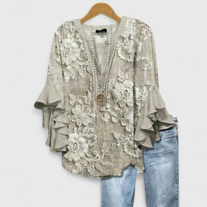 Juria – Bluse Mit Rüschenärmeln Und Blumenmuster