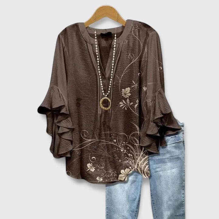 Juria – Bluse Mit Rüschenärmeln Und Blumenmuster