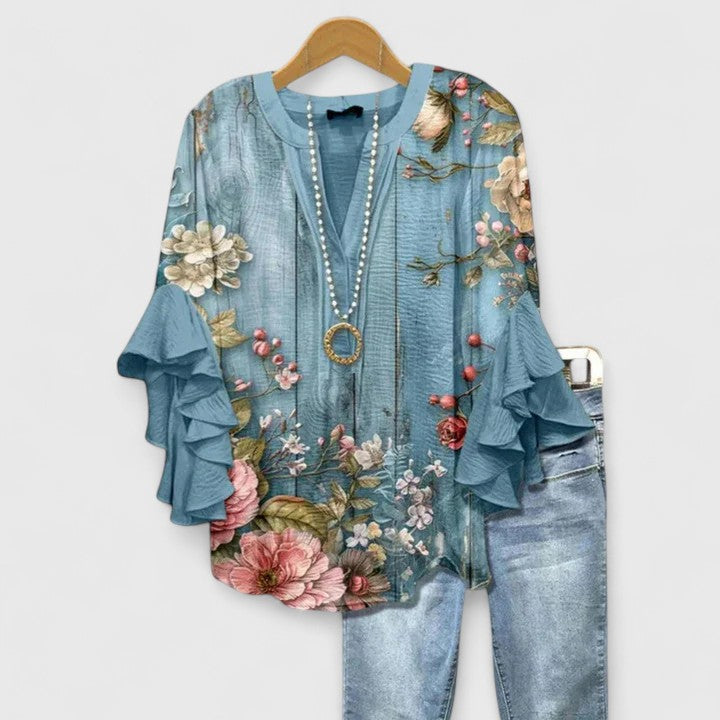 Juria – Bluse Mit Rüschenärmeln Und Blumenmuster