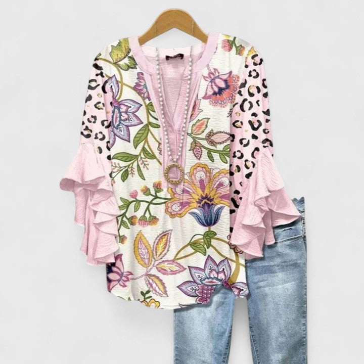 Juria – Bluse Mit Rüschenärmeln Und Blumenmuster