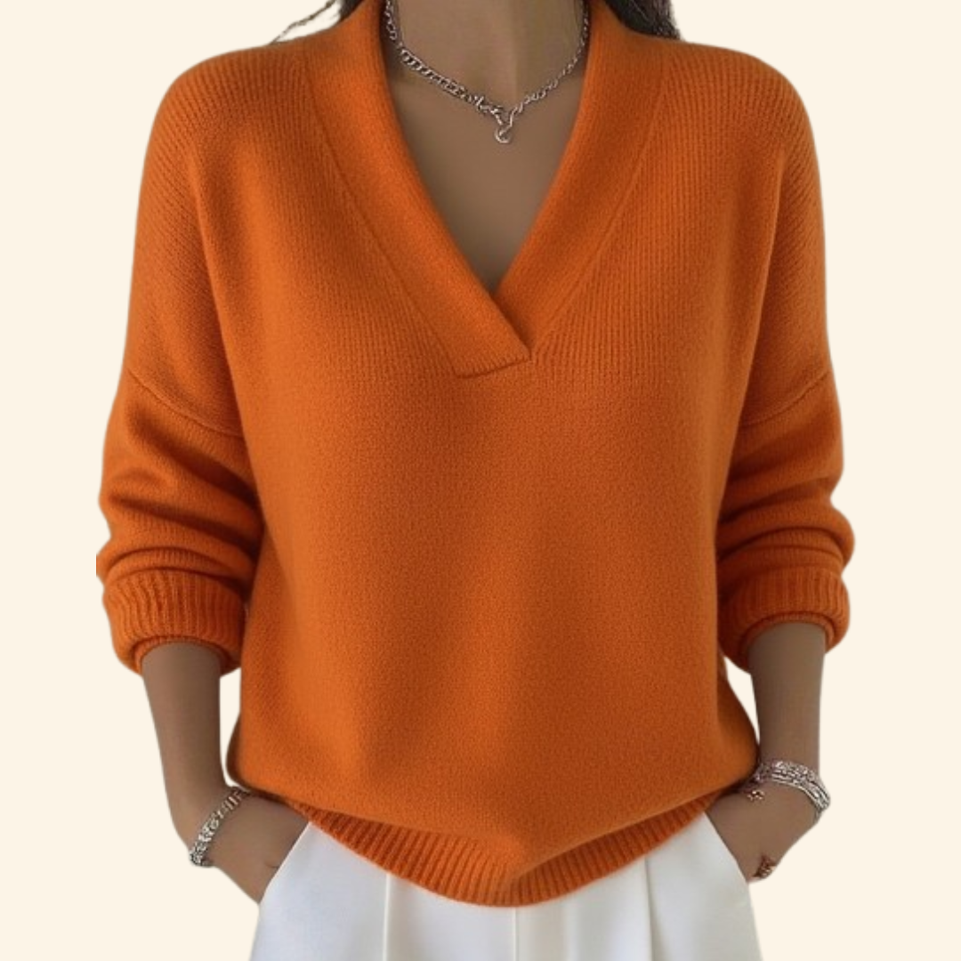 Rashida - Lässiger Strickpullover Mit V-Ausschnitt